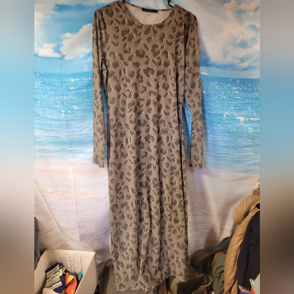 Supertrash NEW NWOT Dune camo animal print maxi dress Size XL
